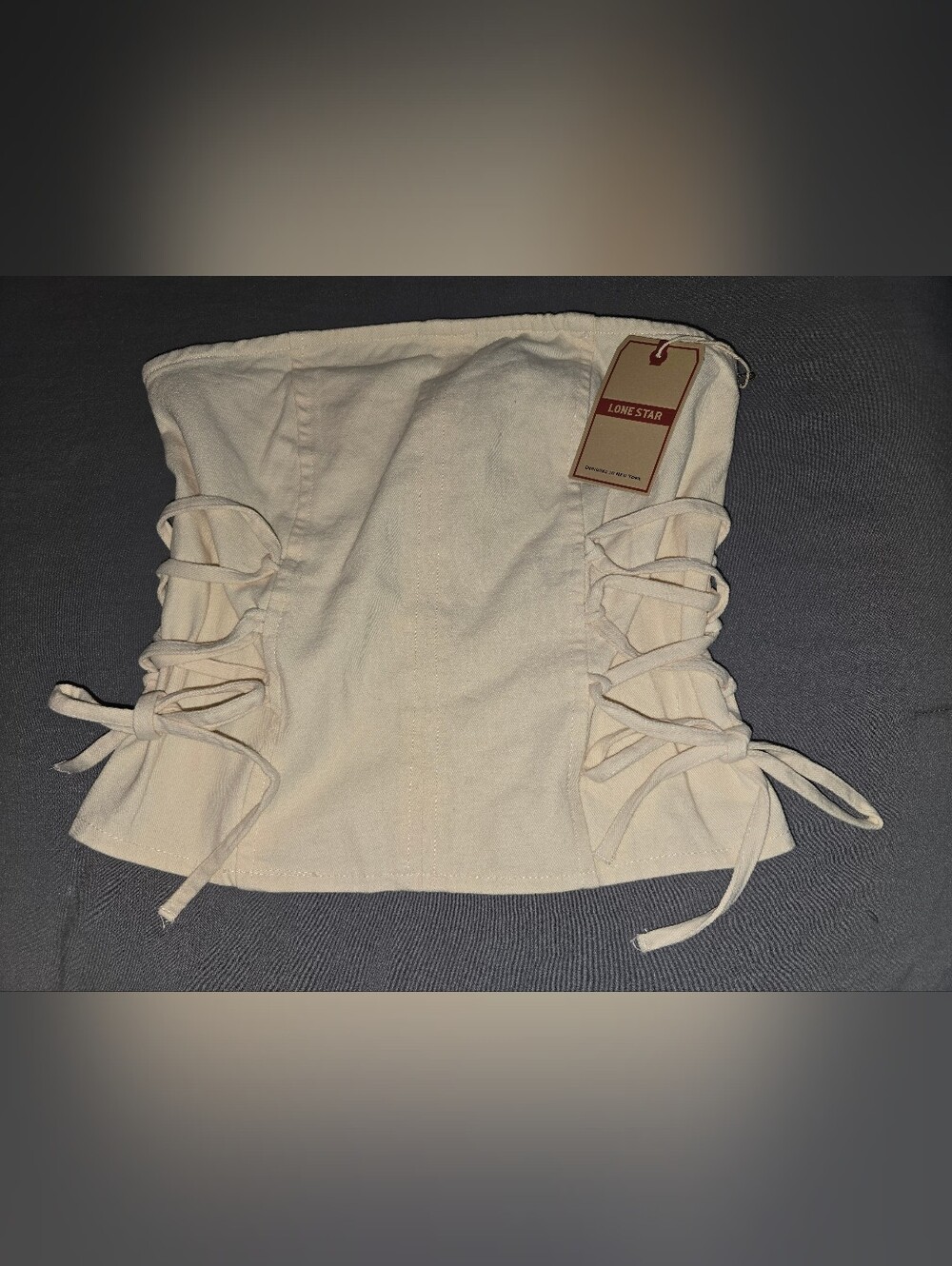 Lone Star NWT Cream Lace-Up Strapless Top